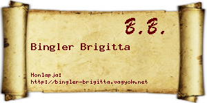 Bingler Brigitta névjegykártya